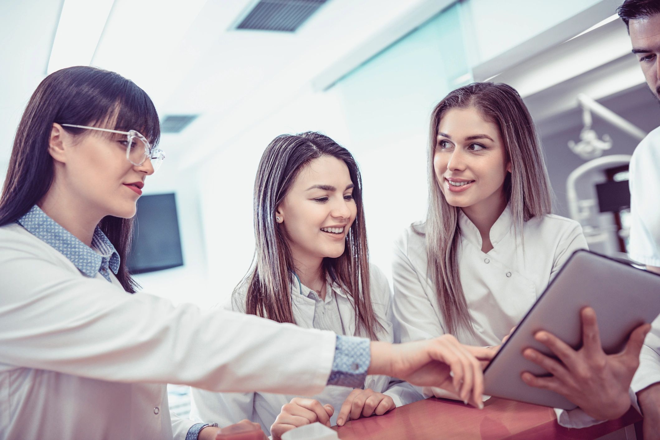 Dental professionals in a clinic setting